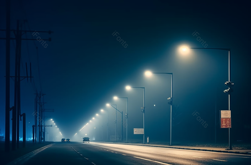 夜晚高速公路发光明亮路灯,高清,摄影图,摄影图片,图片大全,摄影图免费下载